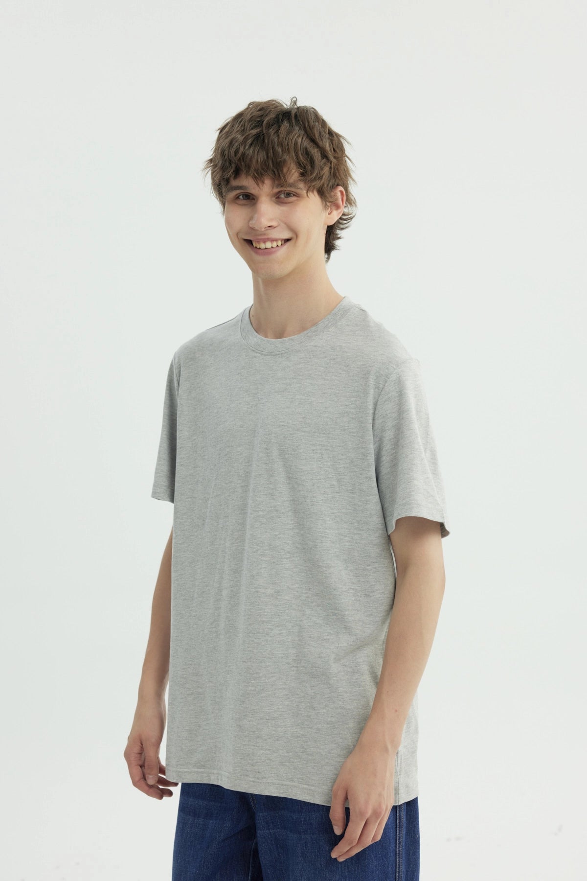 Polera Hombre Regular Gris Melange