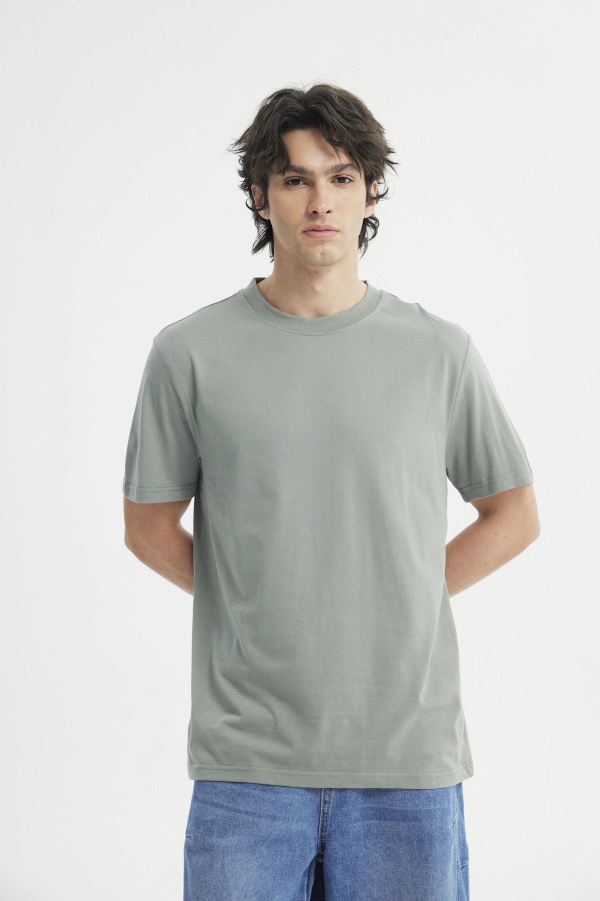 Polera Hombre Regular Verde Piedra