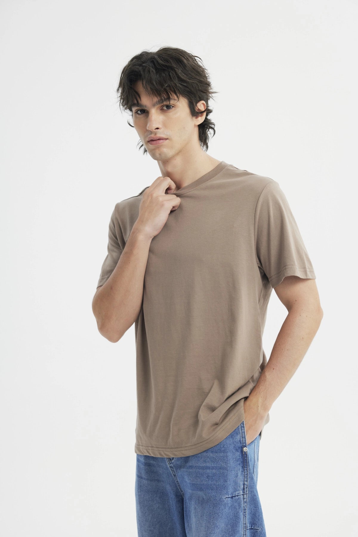 Polera Hombre Regular Café Claro