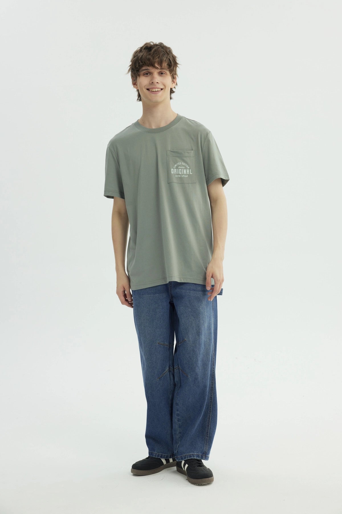 Polera Hombre Regular Verde Piedra