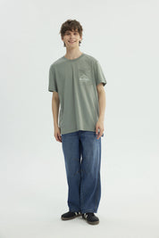 Polera Hombre Regular Verde Piedra