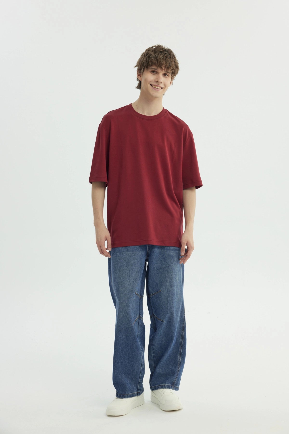 Polera Hombre Oversize Burdeo