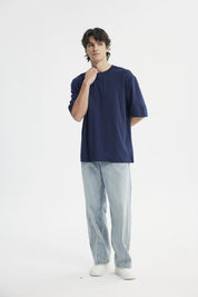 Polera Hombre Oversize Azul Marino
