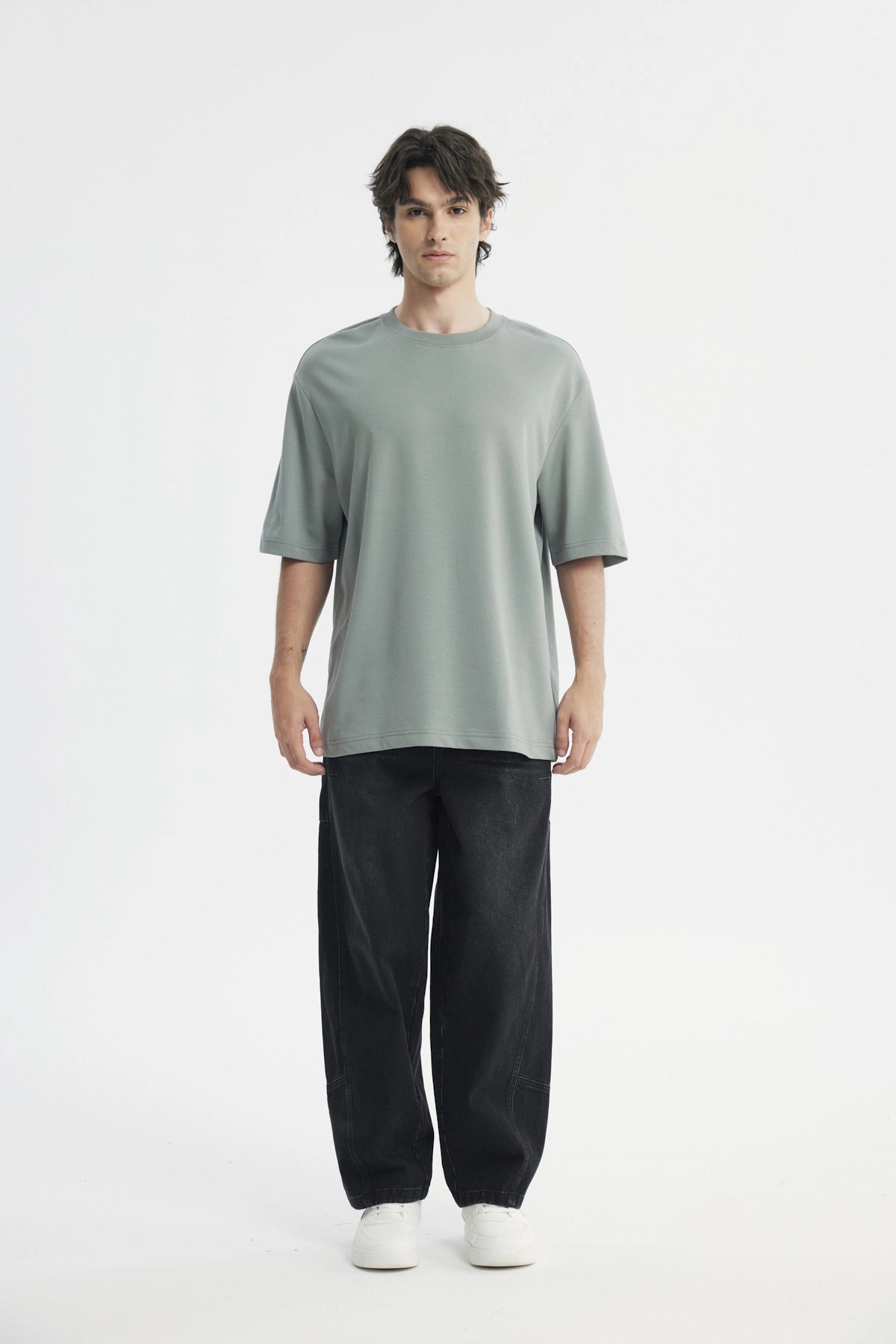 Polera Hombre Oversize Verde Piedra
