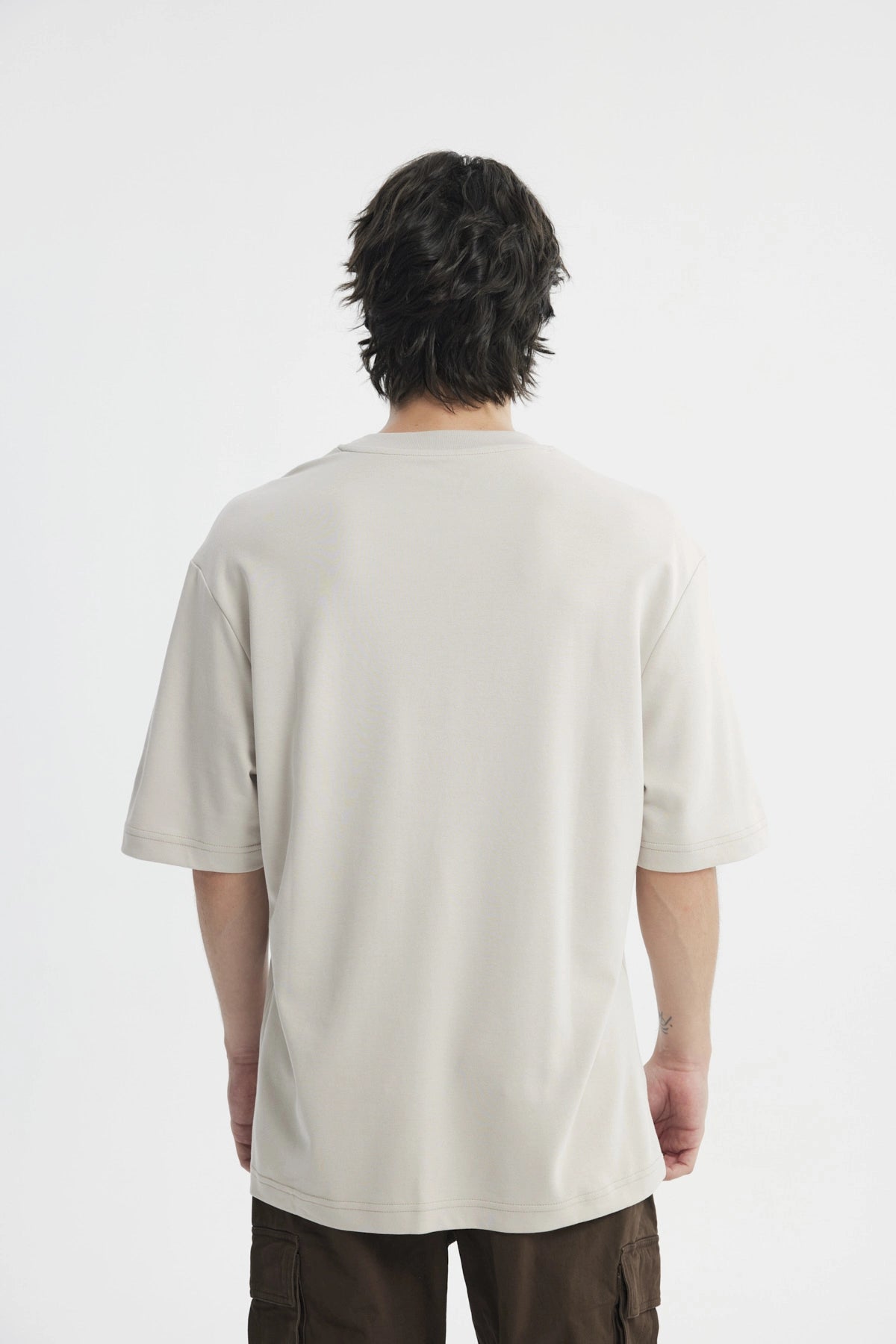 Polera Hombre Oversize Beige Oscuro