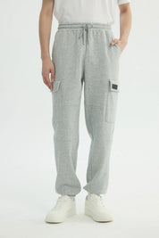 Pantalón Buzo Hombre Calce Recto Gris Melange