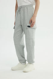 Pantalón Buzo Hombre Calce Recto Gris Melange