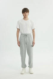 Pantalón Buzo Hombre Calce Recto Gris Melange