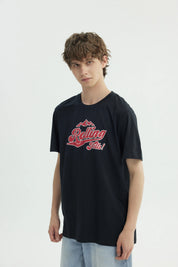 Polera Hombre Regular Negro / Rojo