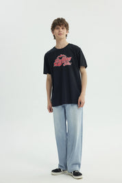 Polera Hombre Regular Negro / Rojo