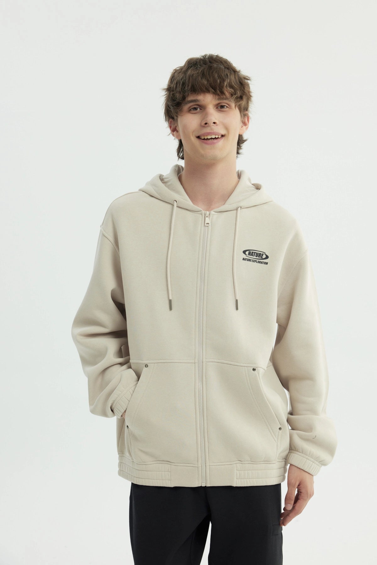 Polerón Hombre Oversize Beige Oscuro