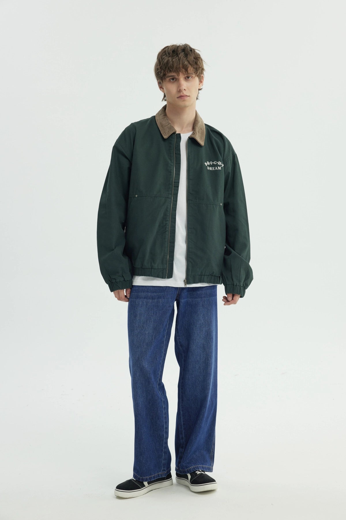 Chaqueta Hombre Classic Cuello Camisero Verde Oscuro