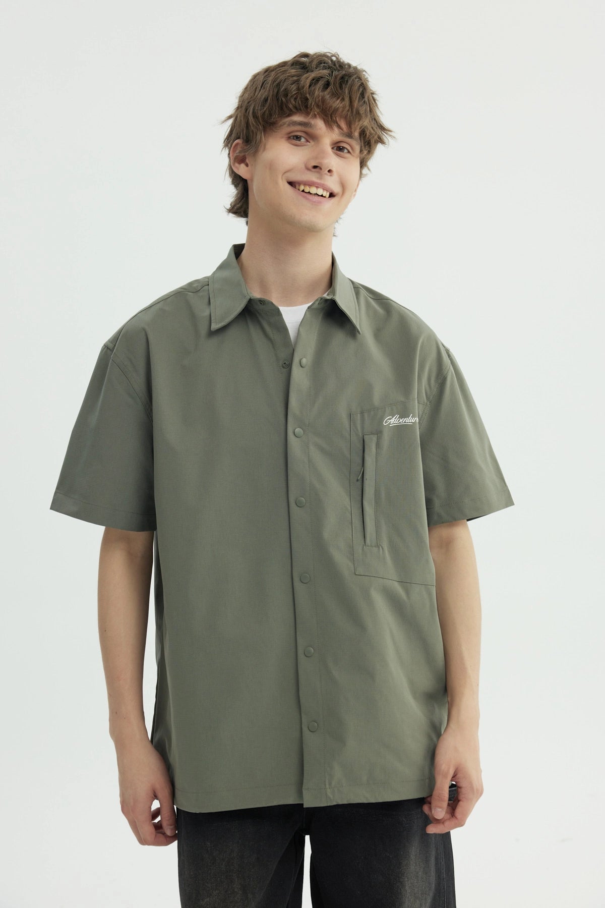 Camisa Hombre Oversize Verde Militar