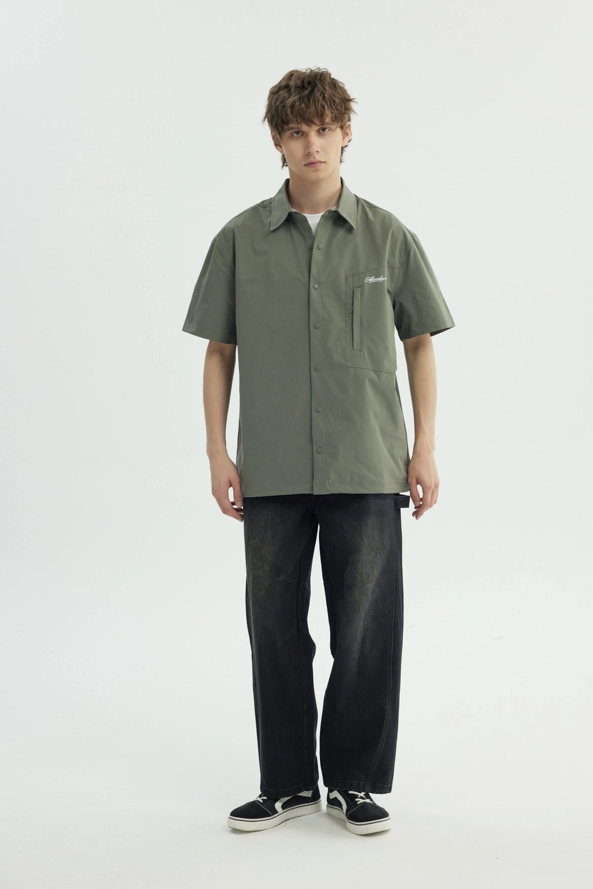 Camisa Hombre Oversize Verde Militar