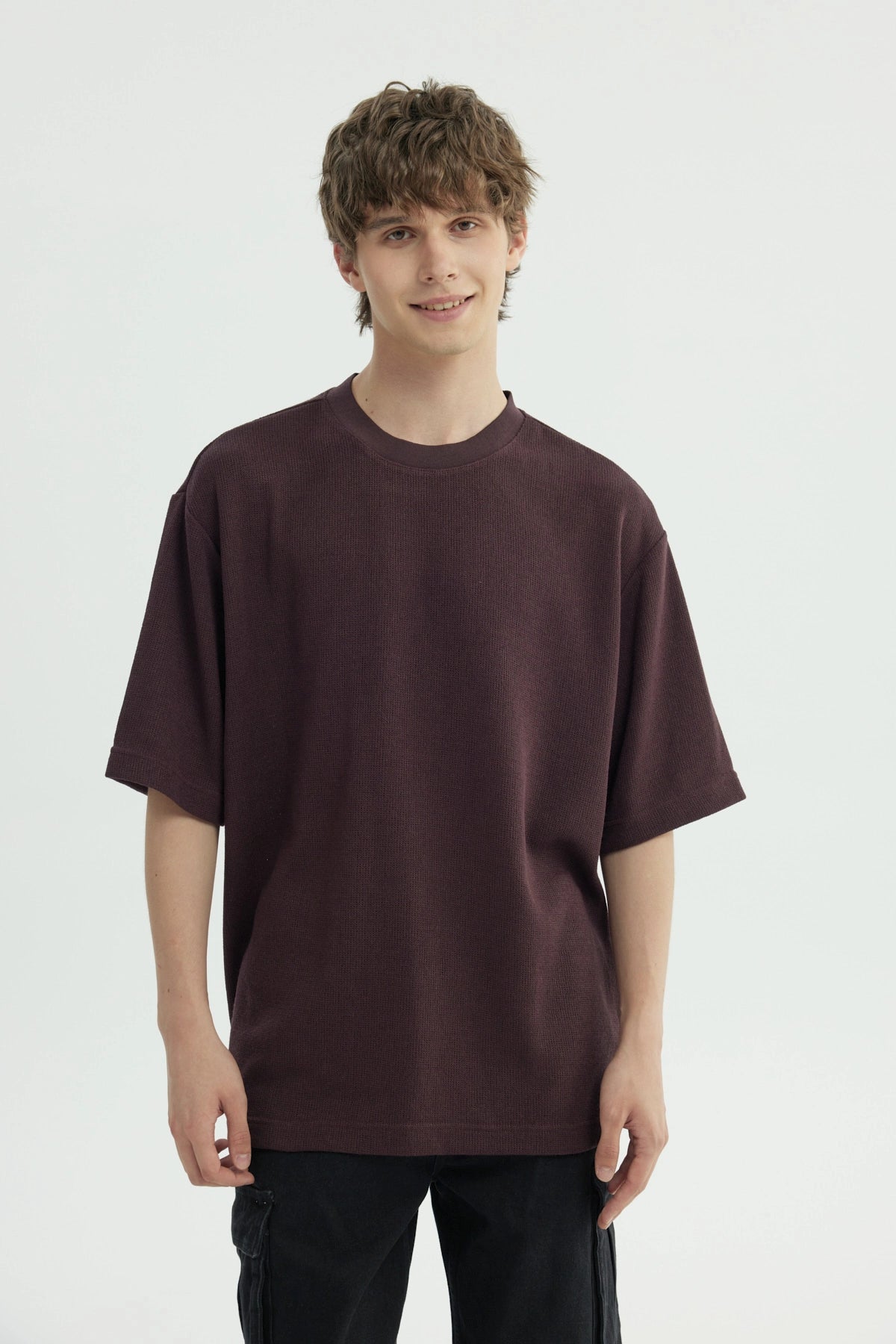 Polera Hombre Oversize Burdeo