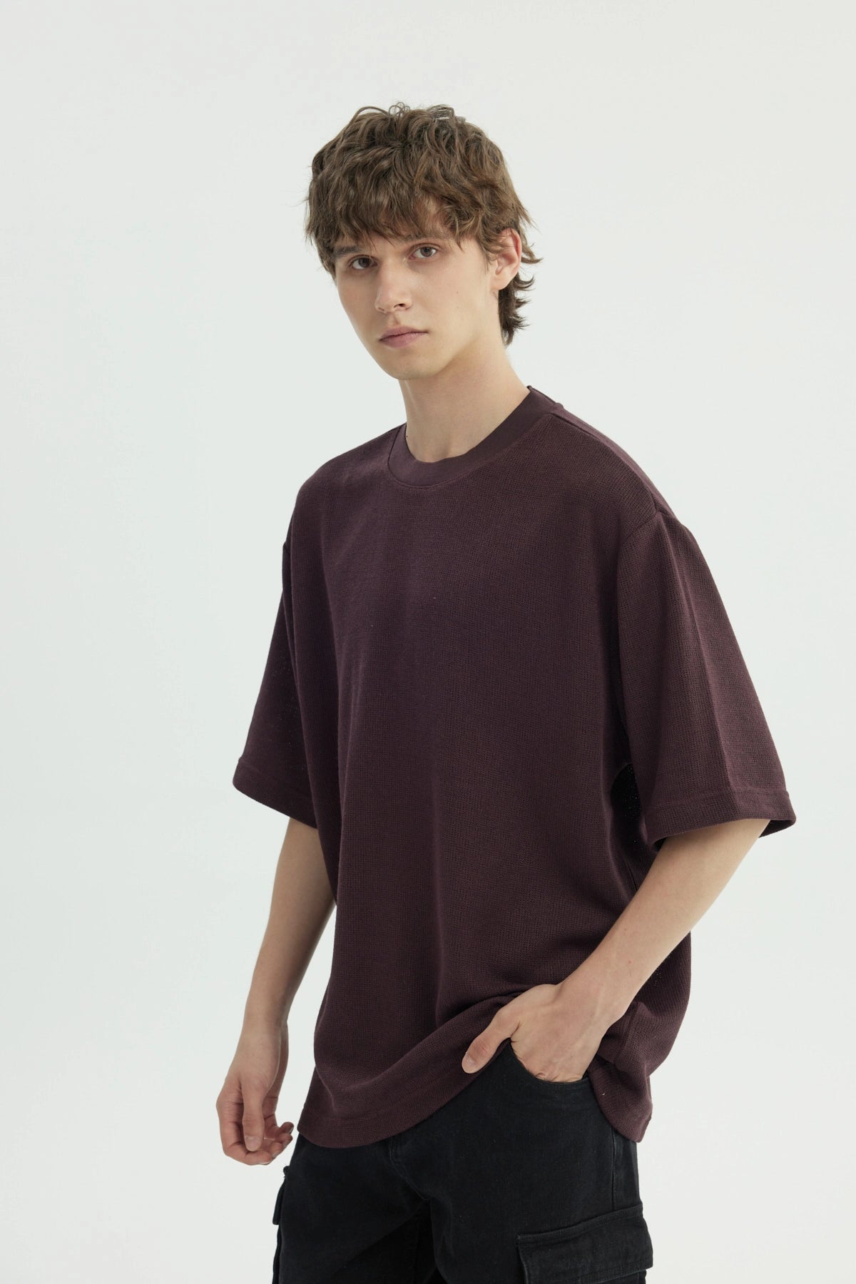 Polera Hombre Oversize Burdeo
