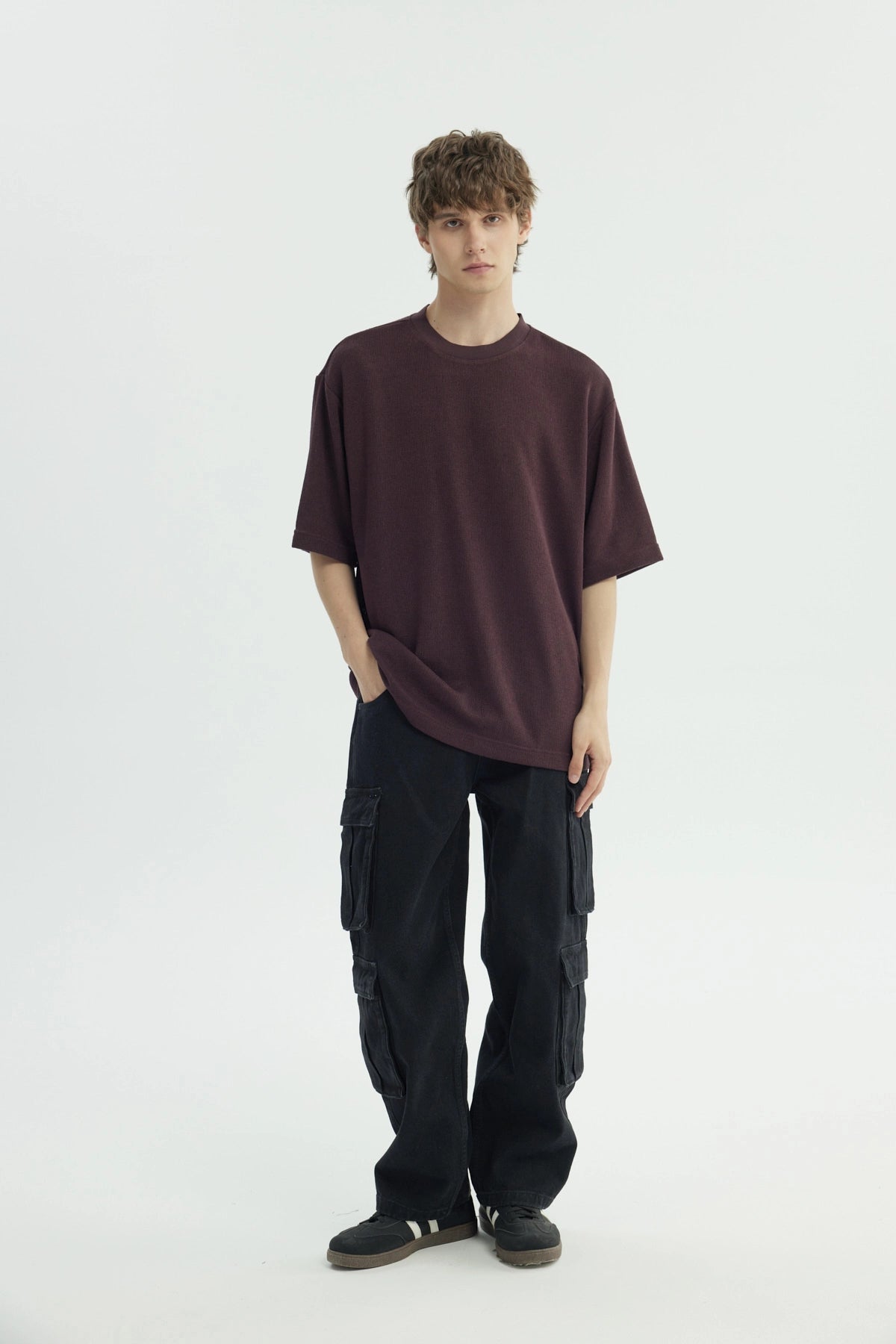 Polera Hombre Oversize Burdeo