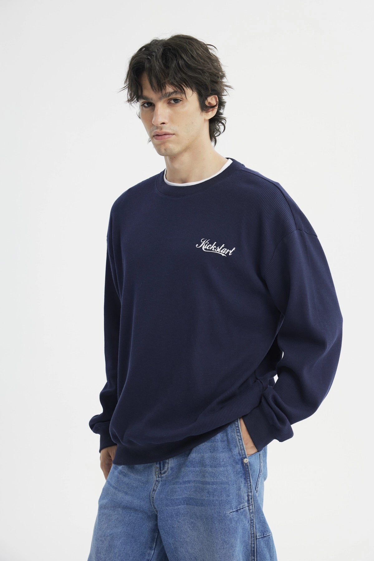 Polerón Hombre Oversize Azul Marino