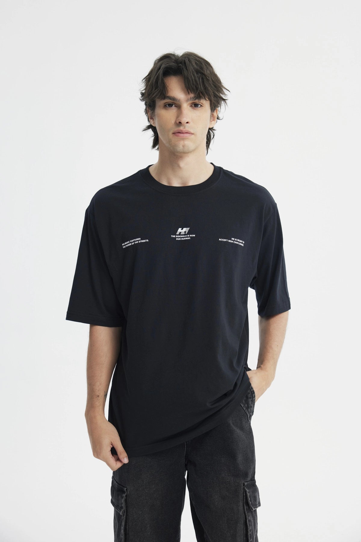 Polera Hombre Oversize Negro