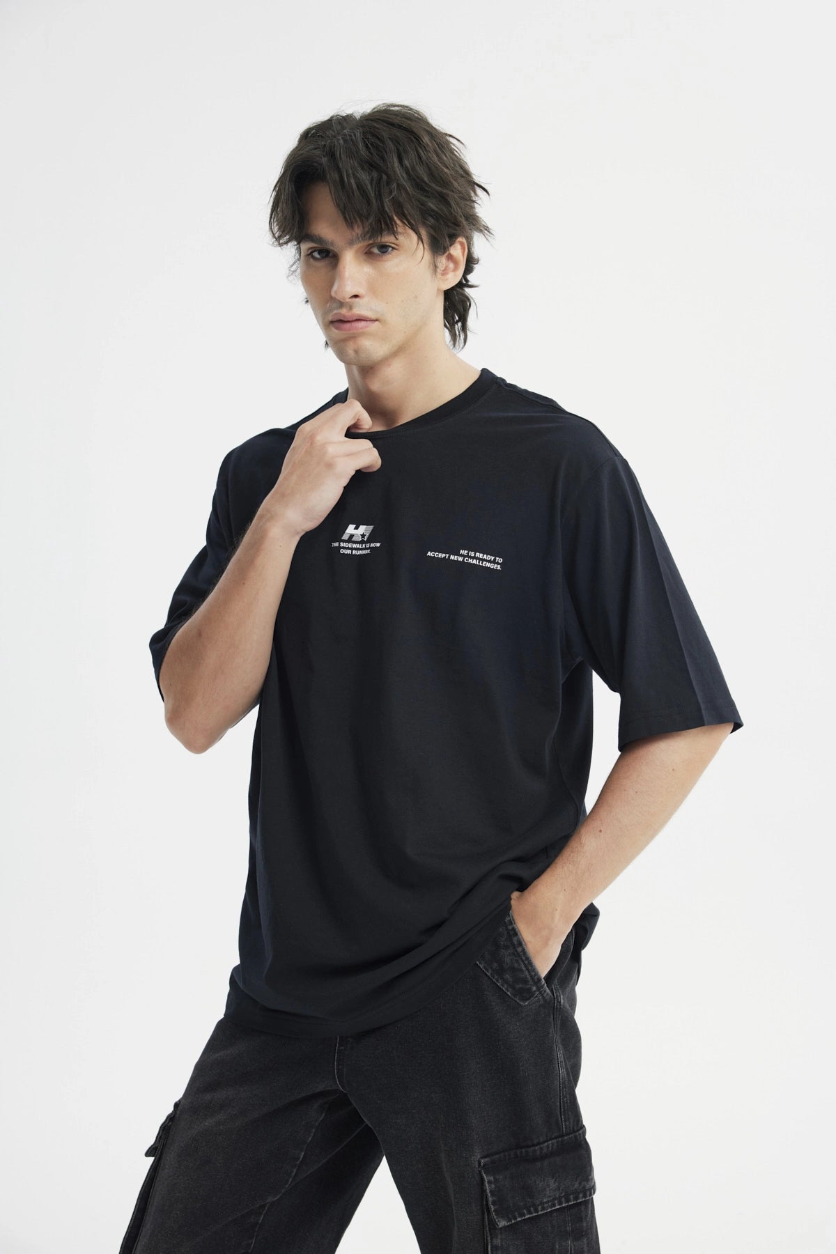 Polera Hombre Oversize Negro