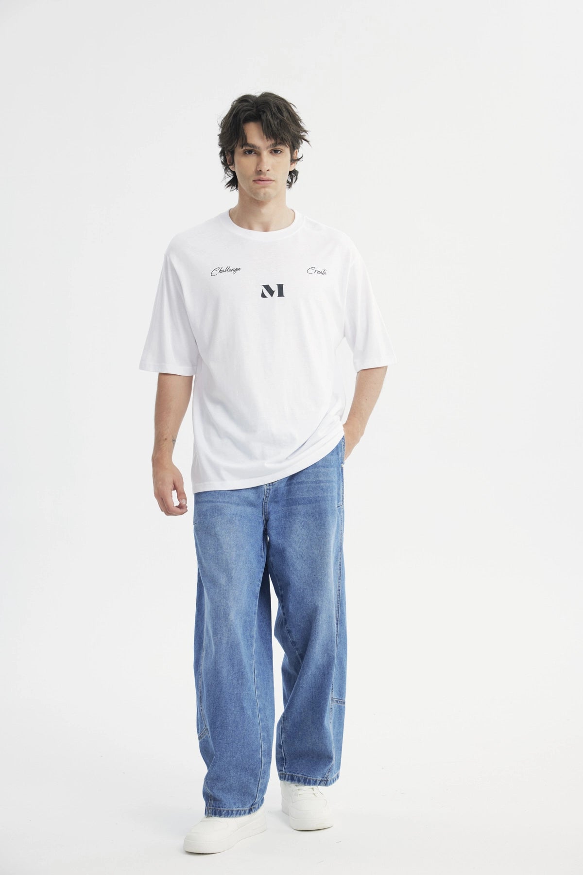 Polera Hombre Oversize Blanco
