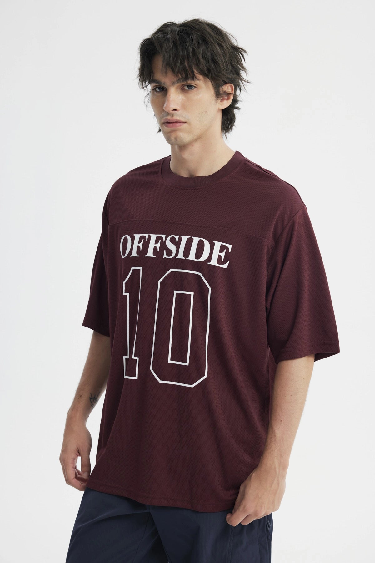 Polera Hombre Oversize Burdeo