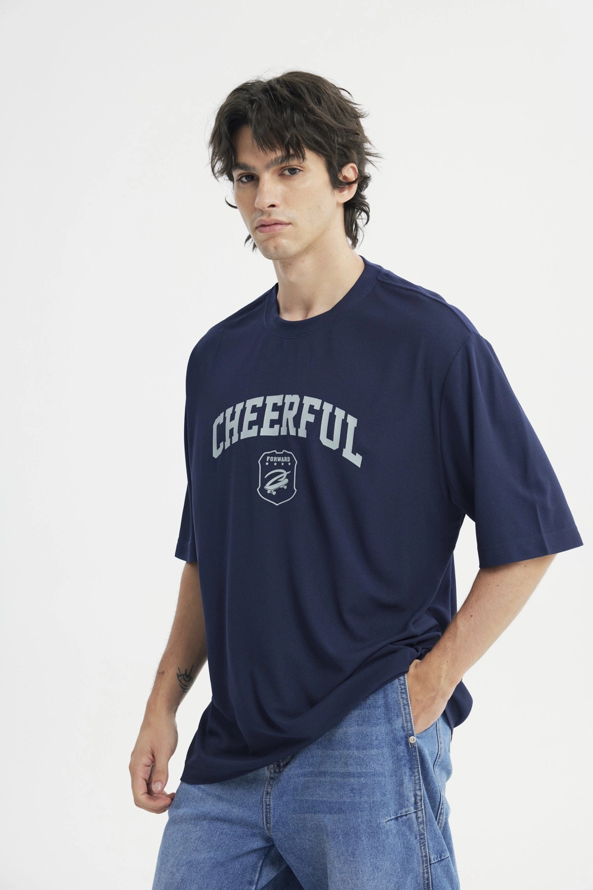 Polera Hombre Oversize Azul Marino