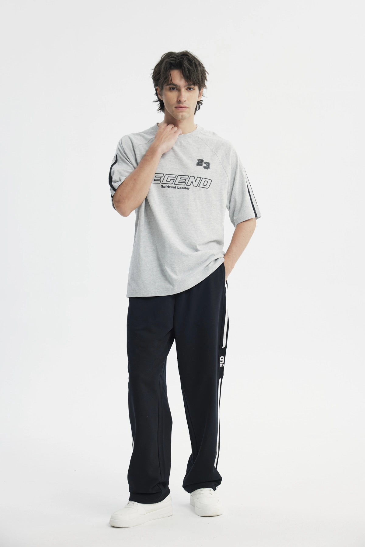 Polera Hombre Regular Gris Melange
