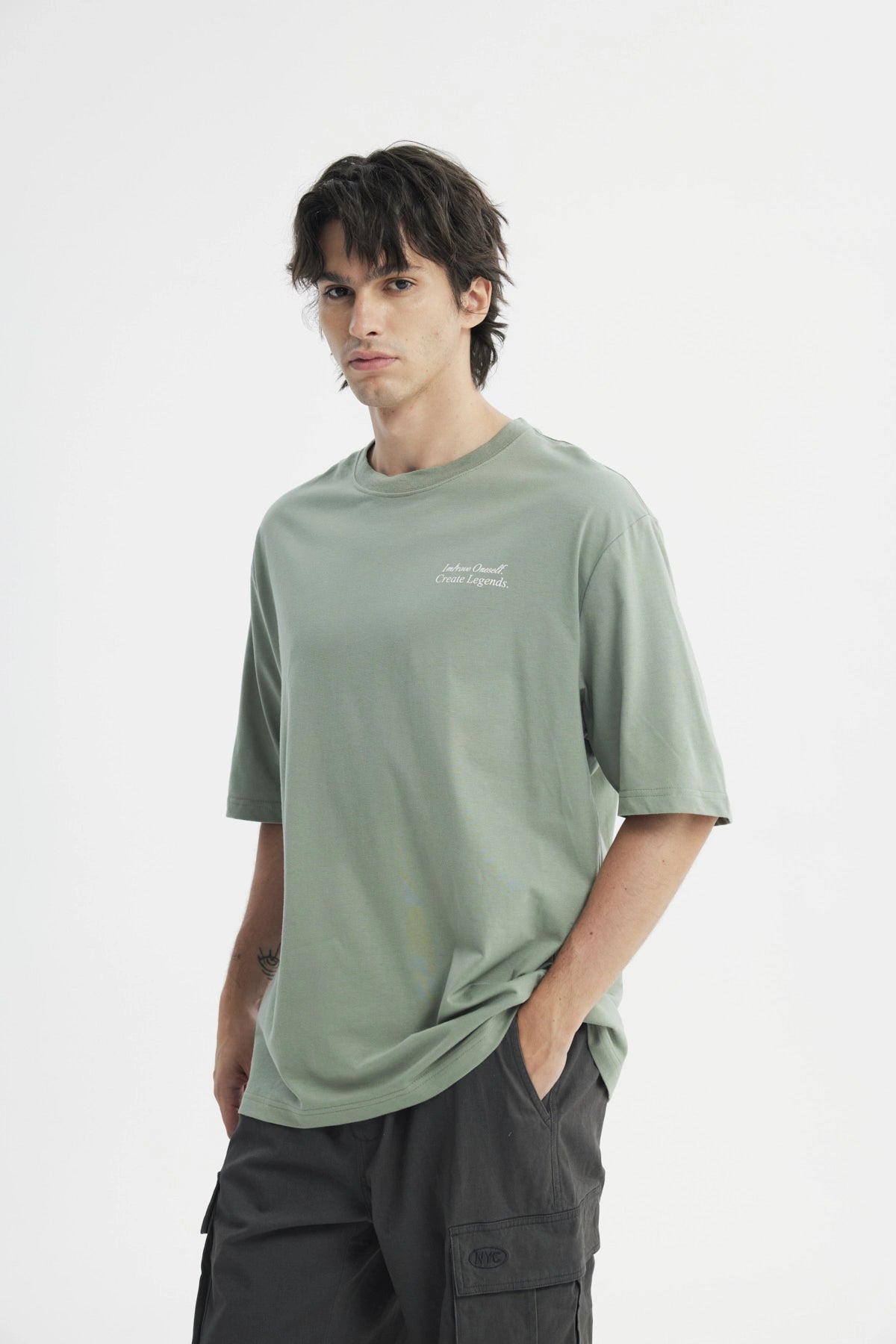 Polera Hombre Oversize Verde Claro