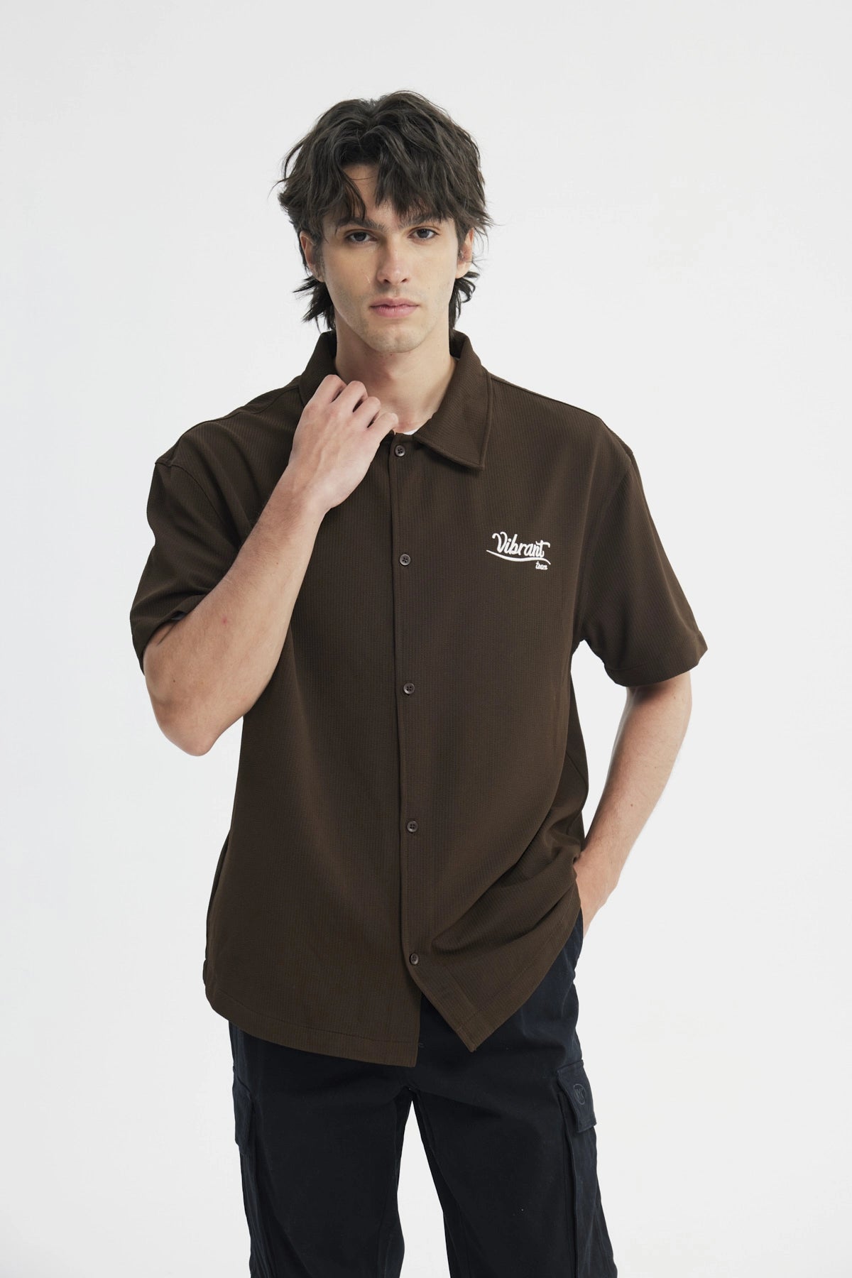Camisa Hombre Oversize Chocolate