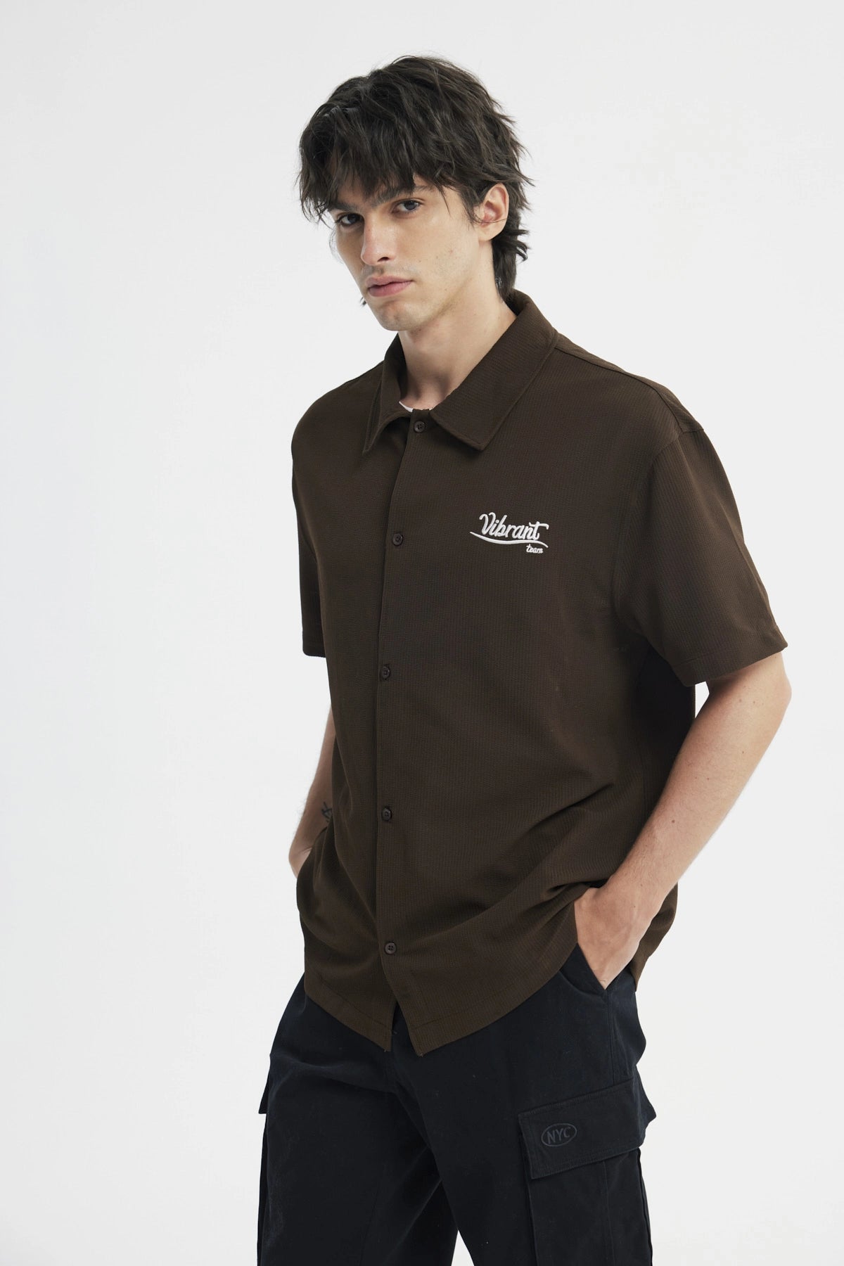 Camisa Hombre Oversize Chocolate
