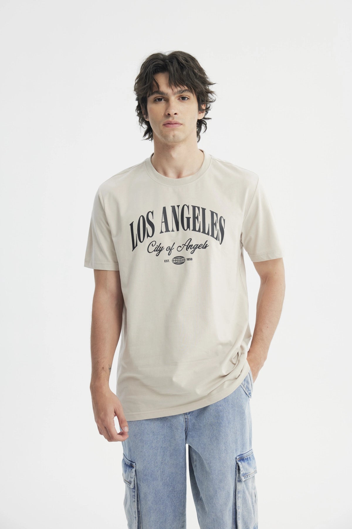 Polera Regular Hombre Beige