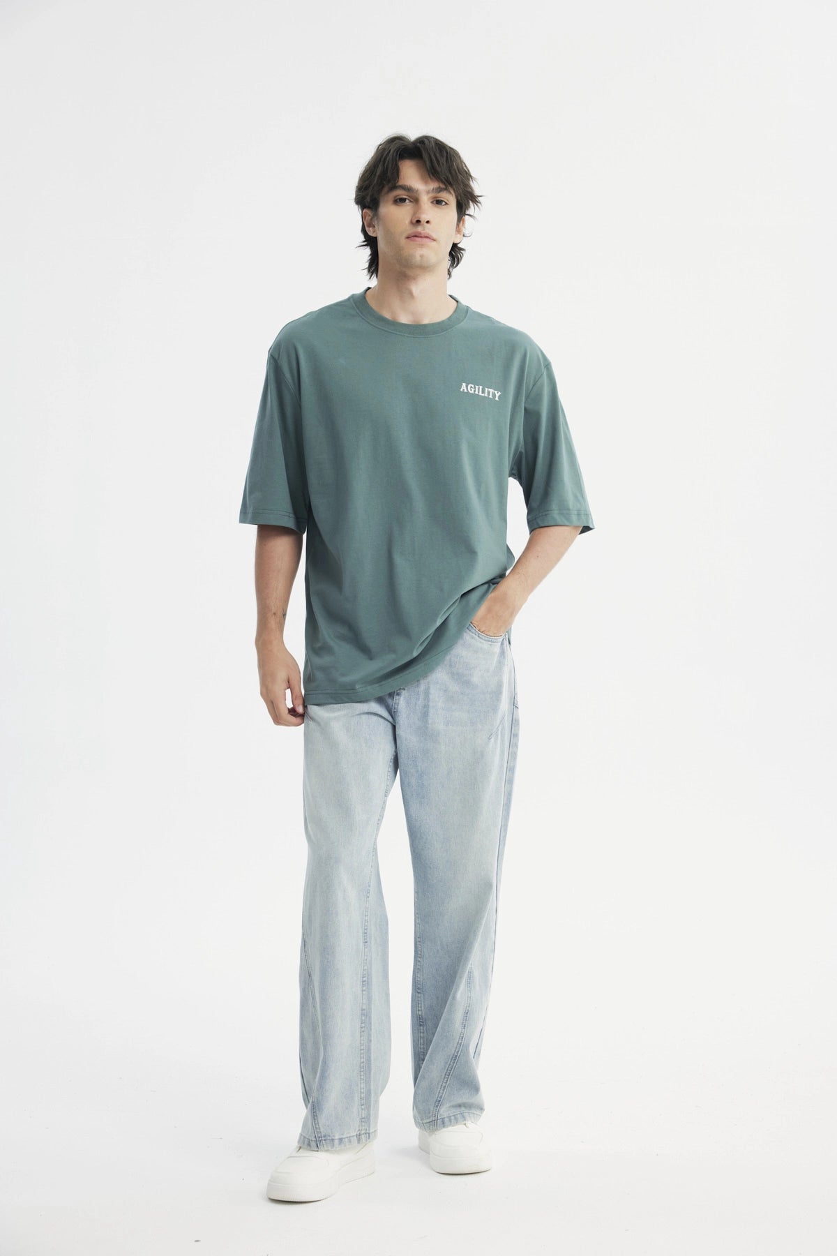 Polera Oversize Hombre Verde Pino