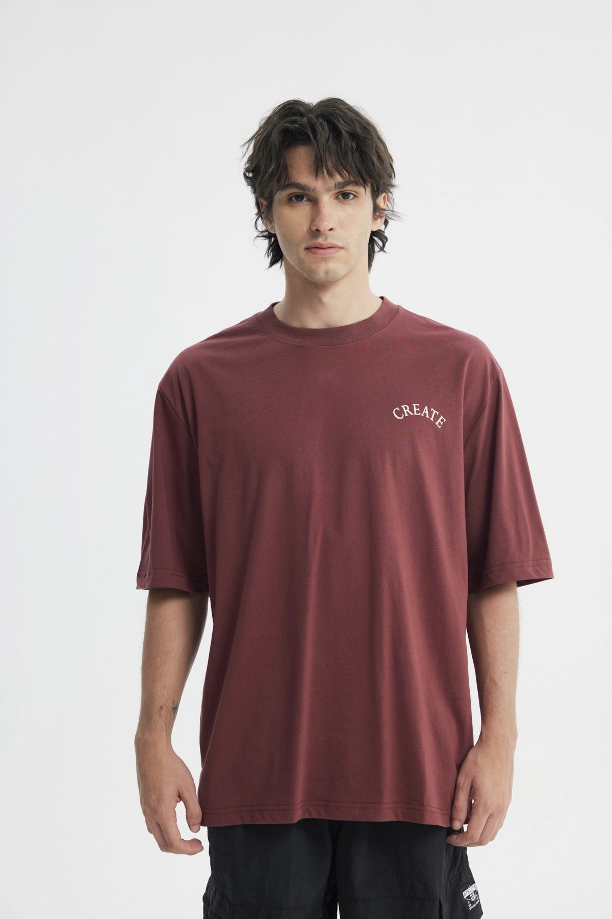 Polera Oversize Hombre Burdeo