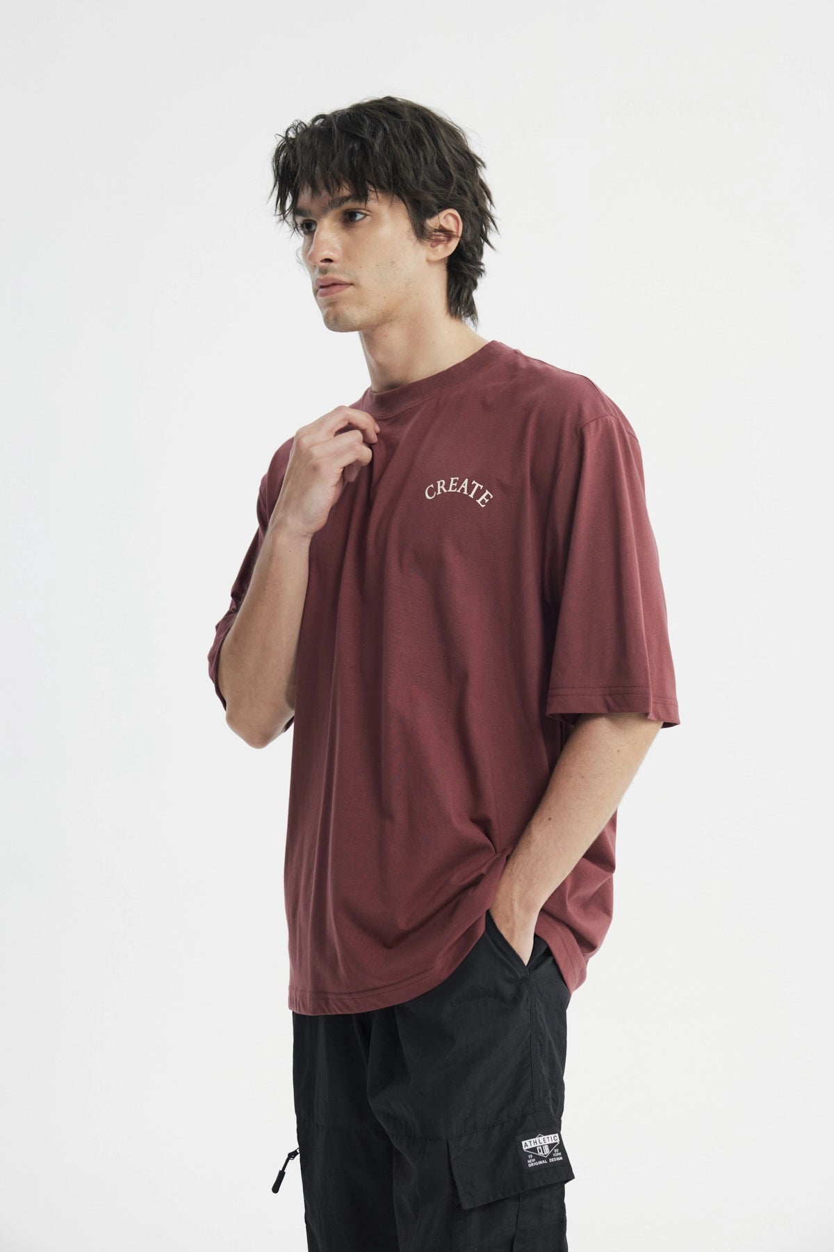 Polera Oversize Hombre Burdeo
