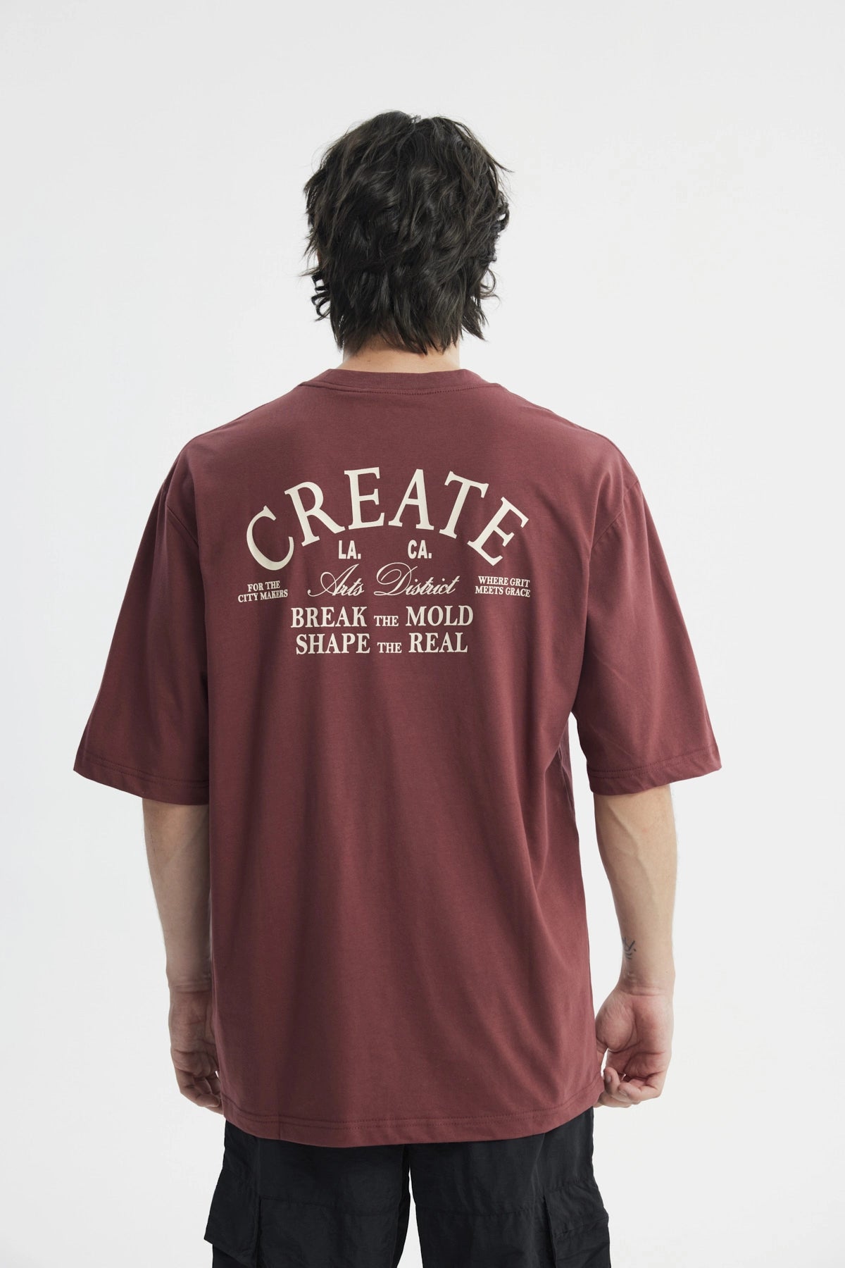 Polera Oversize Hombre Burdeo