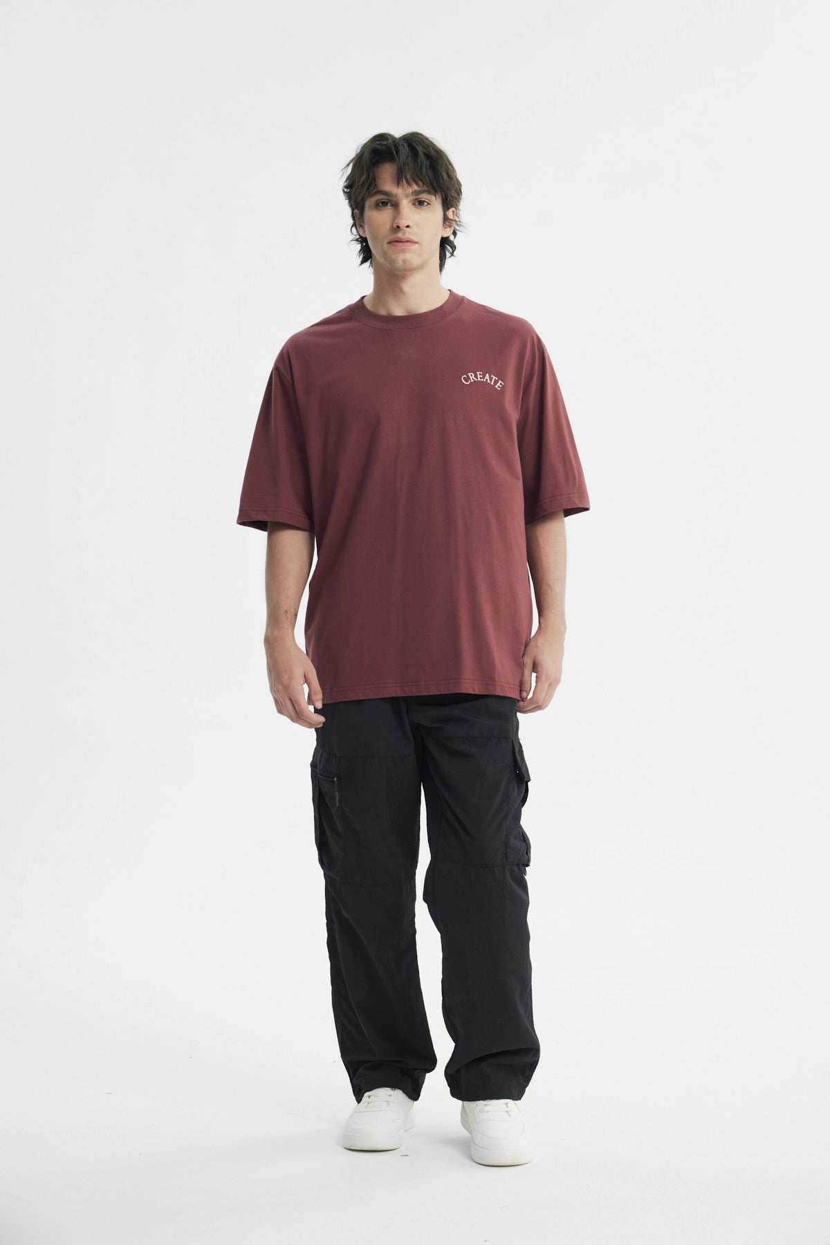 Polera Oversize Hombre Burdeo
