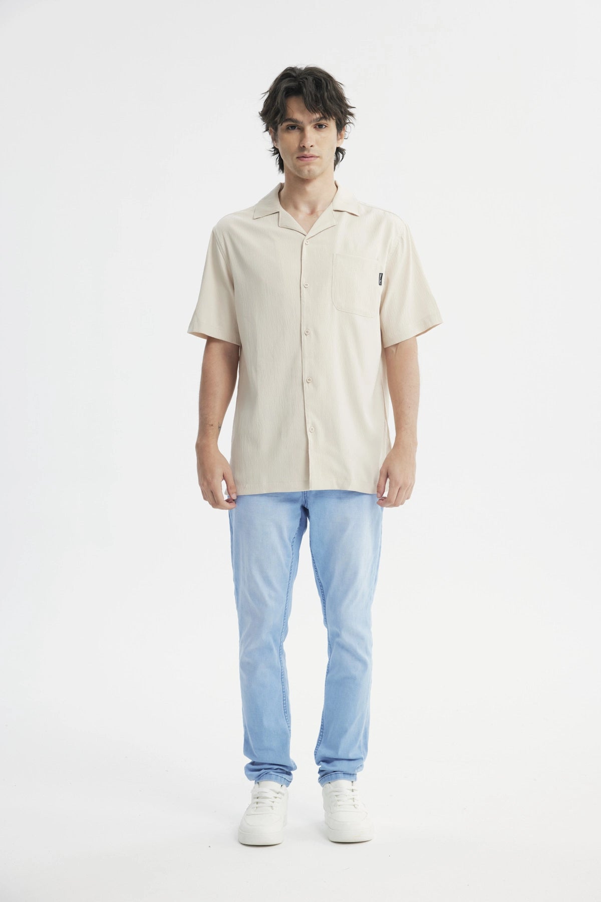 Camisa Regular Hombre Beige
