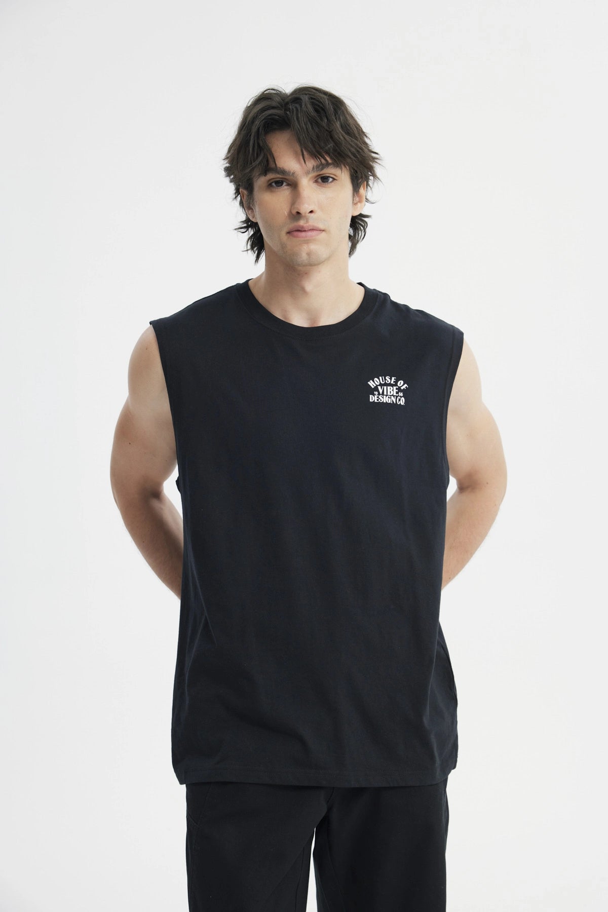 Polera Regular Sin Mangas Hombre Negro