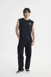Polera Regular Sin Mangas Hombre Negro