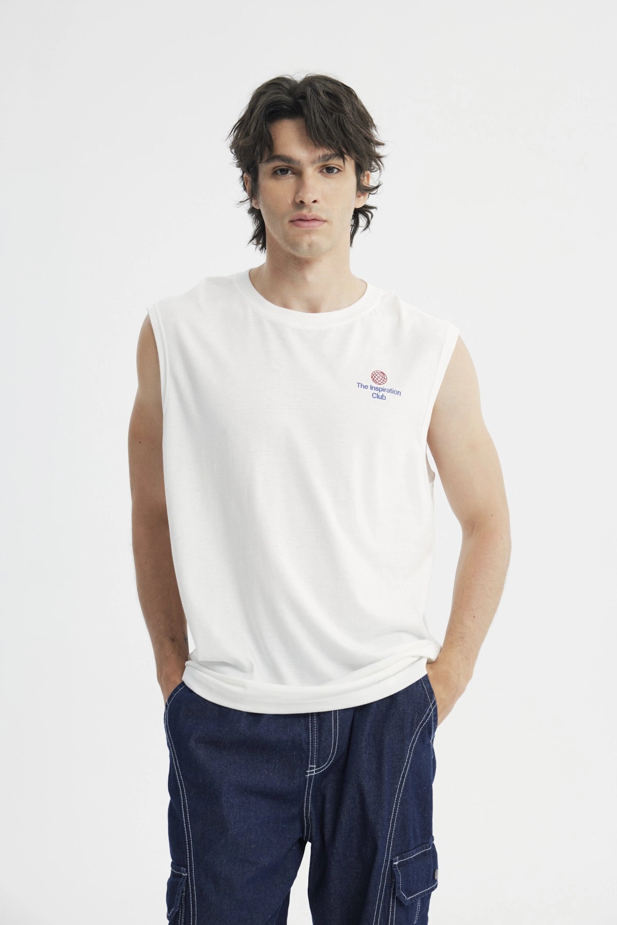 Polera Regular Sin Mangas Hombre Crudo