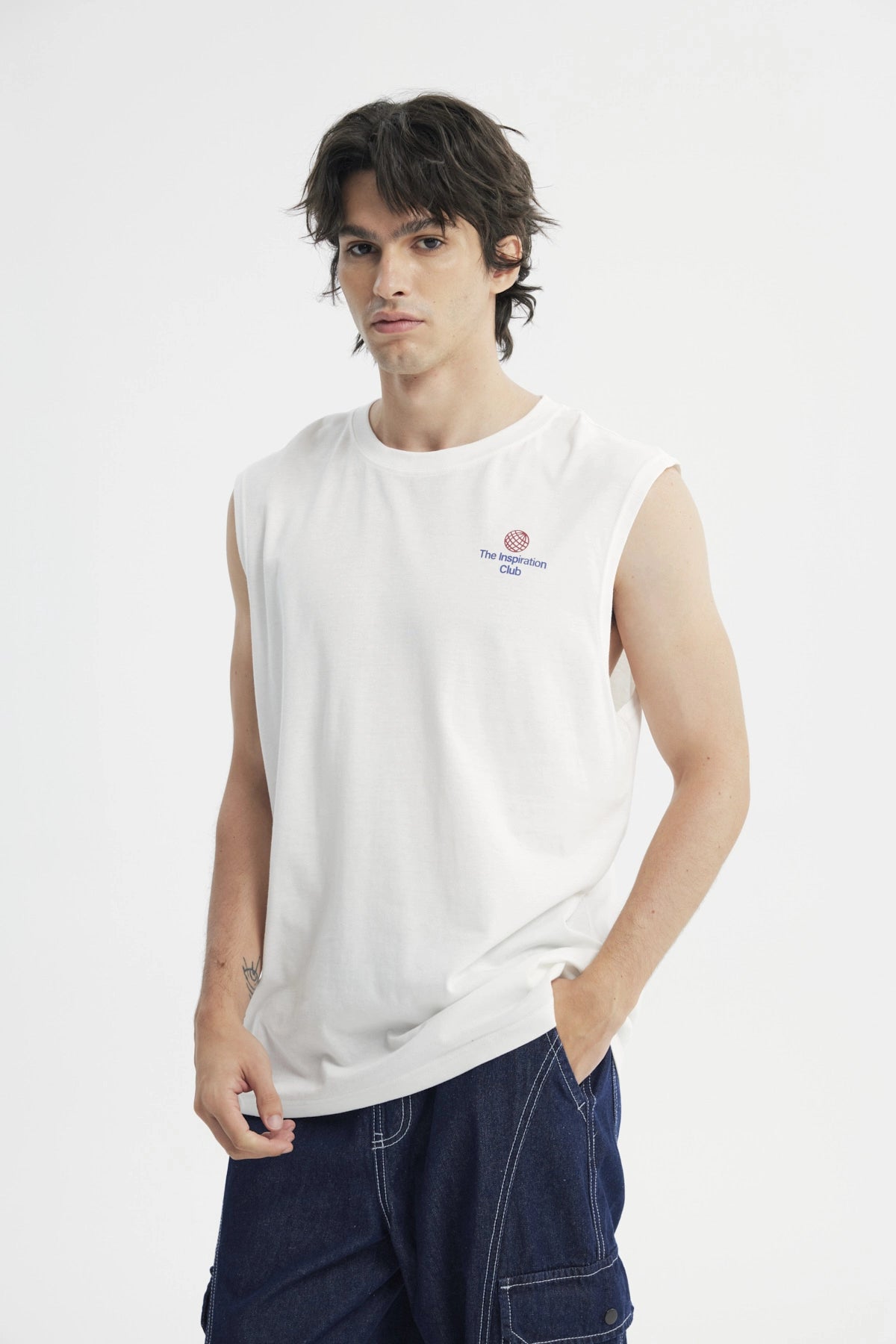 Polera Regular Sin Mangas Hombre Crudo