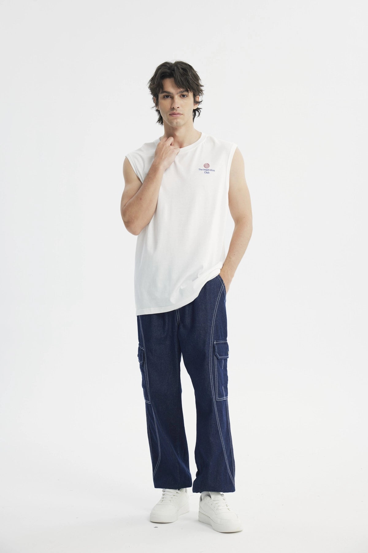 Polera Regular Sin Mangas Hombre Crudo