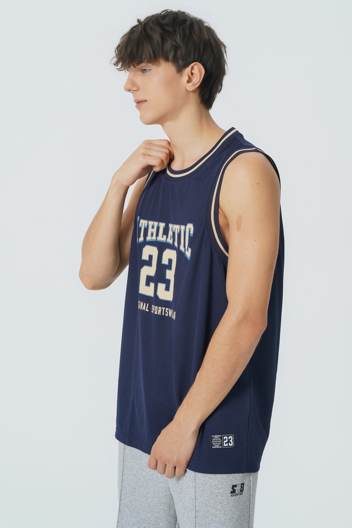 Polera Regular Sin Mangas Hombre Azul Marino