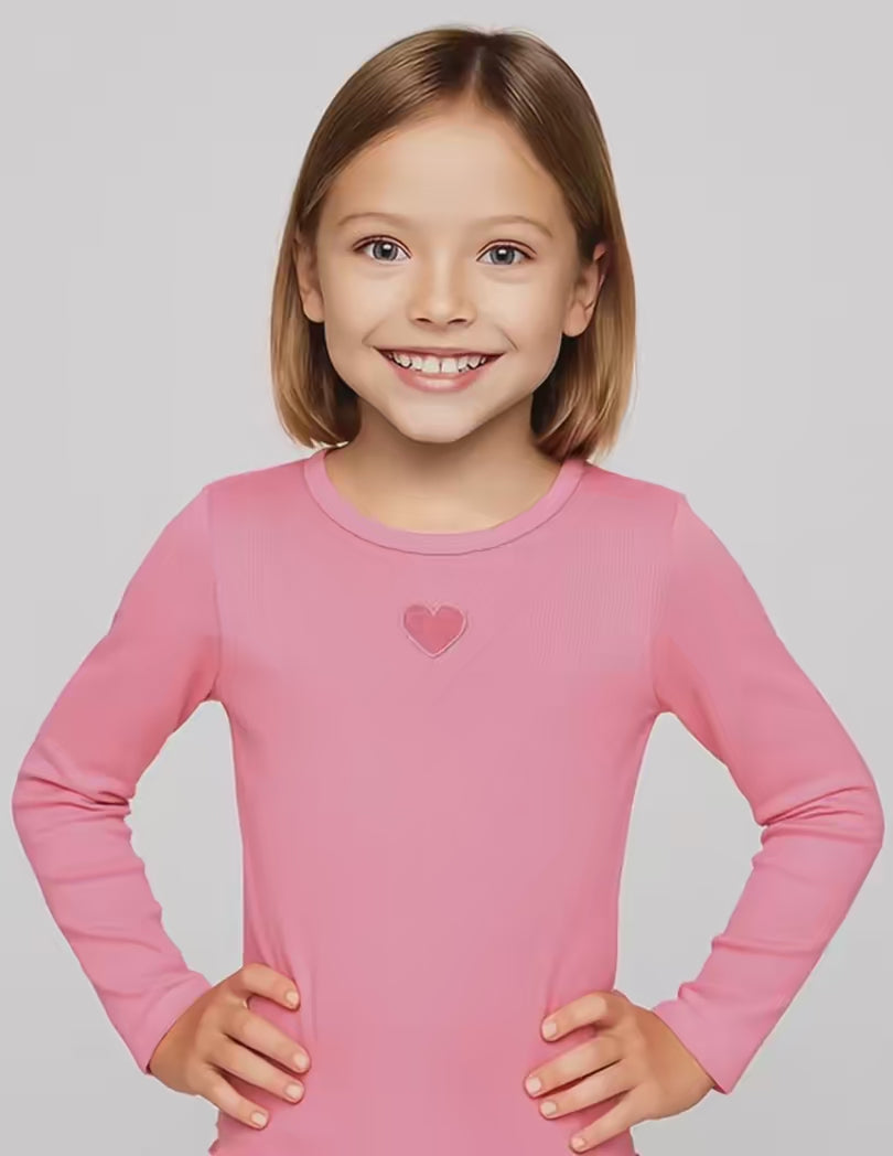 Polera Niña Rib Cut Rosado